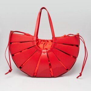 Bottega Veneta Chili Tomato Calfskin Leather Large Shell Bag